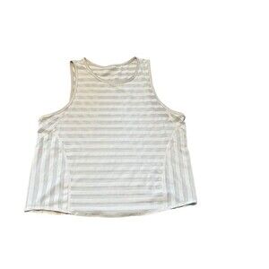 Lululemon Tank Top Women's Size 8? White Striped Vented Workout Shirt - Running
